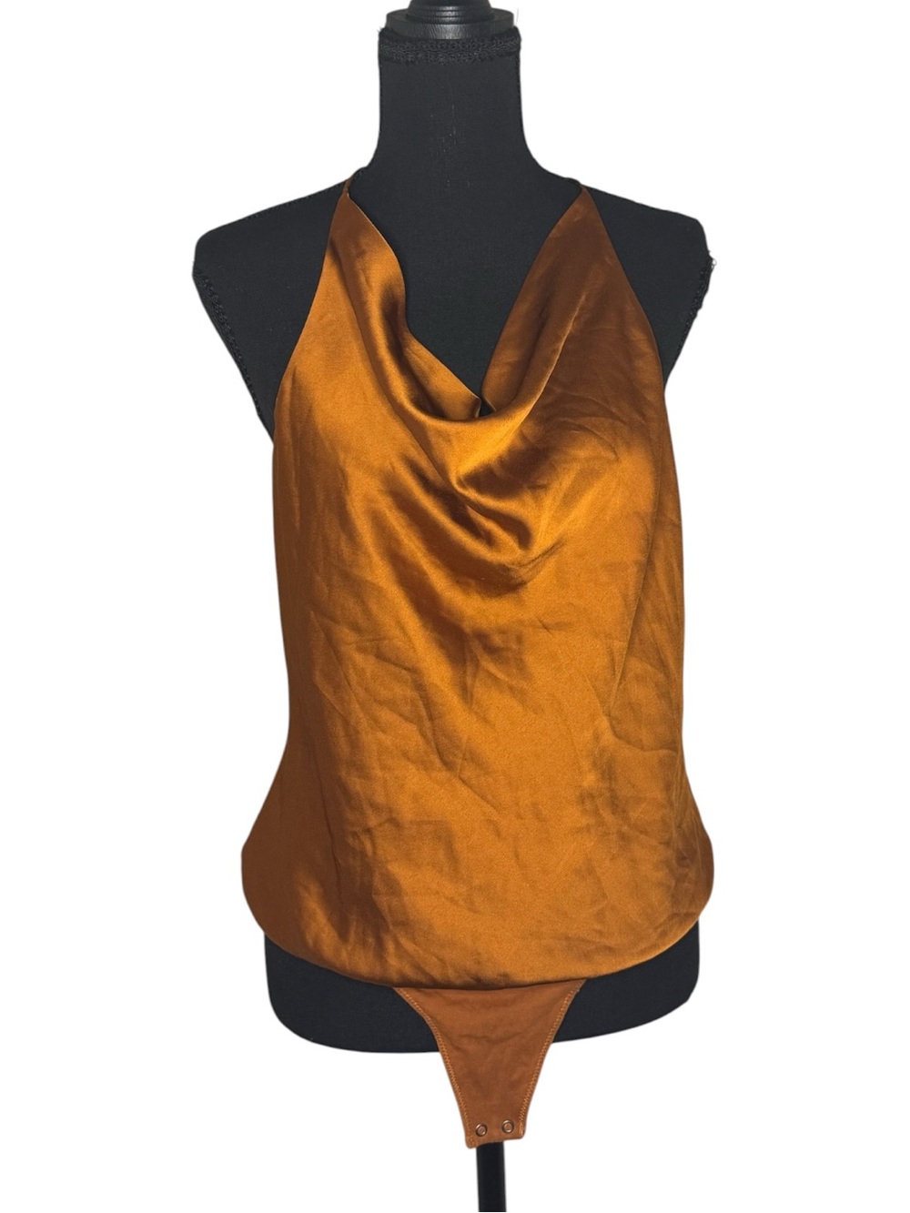 Abercrombie & Fitch Copper Satin Cowl Neck Bodysuit
